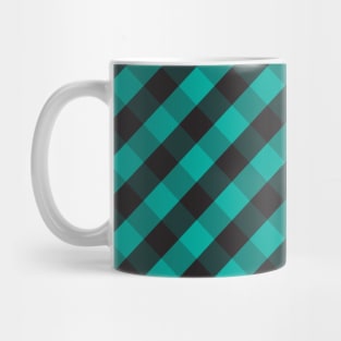 Teal Green and Black Check Gingham Plaid Mug